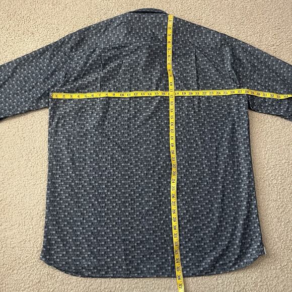 Visconti Black Mens Gray Pattern Long Sleeve Button Up Shirt Size 2XLT - Picture 5 of 6